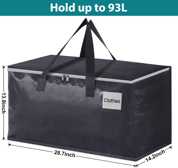Moving Boxes Heavy Duty Moving Bags with Strong Zippers and Handles Collapsible Moving Supplies, Storage Totes for Packing & Moving Storing 93L,8-Pack