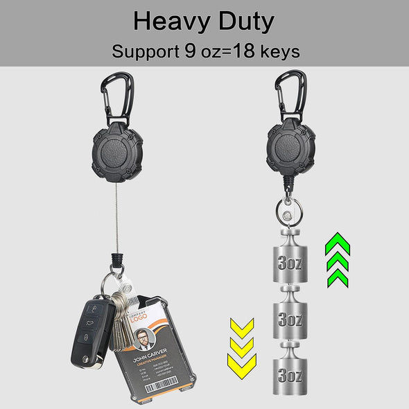 AIDSOTOU Badge Holder Retractable Clip Heavy Duty Badge Reel Retractable Keychain ID Badge Holder with Breakaway Lanyard ID Card Holder Cool Tactical Keychains