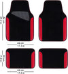 CAR PASS Waterproof Car Floor Mat, Universal Fit Car Mats with Driver Heel Pad, Leather Car Carpet, Anti-Slip Nibbed Backing Floor Mats for SUV, Vans,Sedan,Truck, Automotive Set for Women (Black Red)