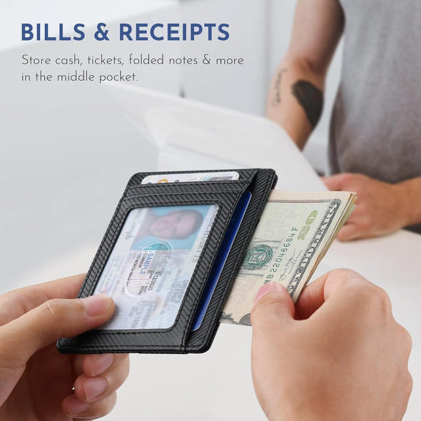 Buffway Slim Minimalist Front Pocket RFID Blocking Leather Wallets for Men and Women