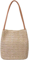 Aphoraeny Straw Beach Bag Buckets Totes Handbag Shoulder Tote Bag Straw Purse Summer Purse Women Summer Handbag