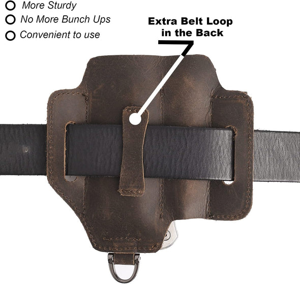 Topstache Leather Multitool Sheath,Edc Belt Organizer for Work and Daily Use,Leatherman Sheath,Edc Pocket Organizer for Flashlight and Multitool,Gifts for Men for Multitool,Darkbrown