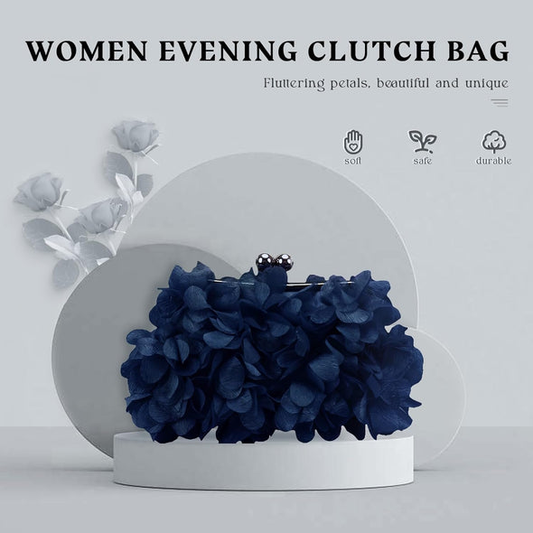 Women Elegant Evening Purse, Small Floral Clutch Bag with Detachable Chain for Wedding, Party, Prom