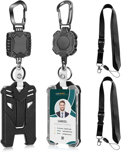 AIDSOTOU Badge Holder Retractable Clip Heavy Duty Badge Reel Retractable Keychain ID Badge Holder with Breakaway Lanyard ID Card Holder Cool Tactical Keychains