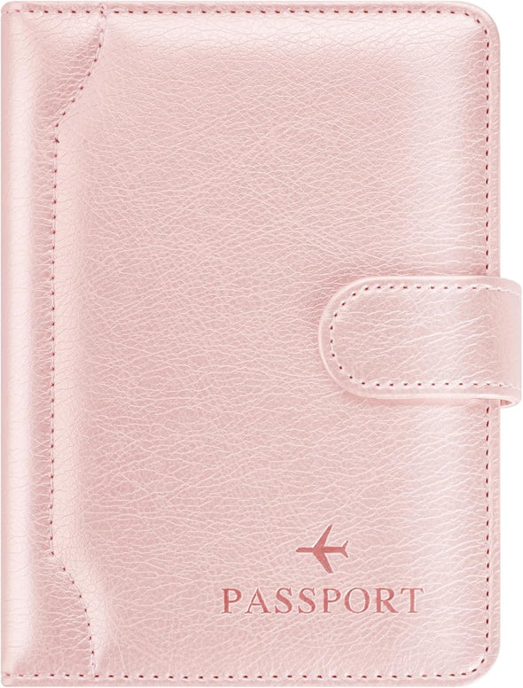 Herain Rose Gold Passport Holder for Travel, Passport Cover Wallet Case Women Men Family Cruise Ship Essentials, RFID Passport Book Holders Travel Gifts Vacation Must Haves