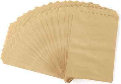 100 Pcs 4X6 Inches Brown Kraft Paper Bags Flat Envelopes Merchandise Treat Bag for Party