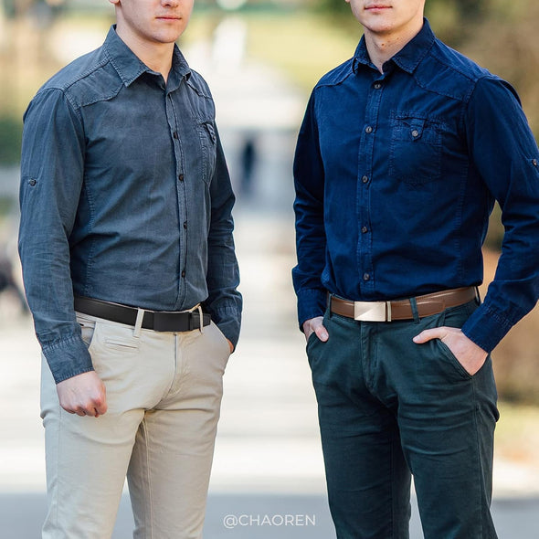 CHAOREN Leather Ratchet Belt Men 2 Pack - Customizable Fit, Effortless Style (35Mm)