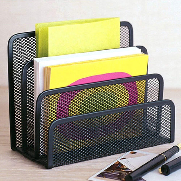 Wishacc Desk Mail Organizer Small File Holders Letter Organizer Metal Mesh Document/Filing/Folders/Paper Organizer for Desktop