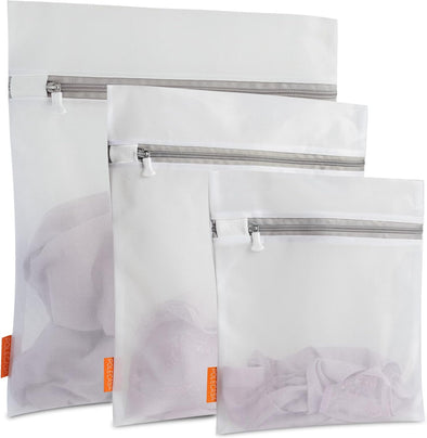 Polecasa Premium Soft Fine Mesh Laundry Bags with Sturdy Zipper for Delicates - 3 Pack Durable Laundry Room Essentials for College, Dorm, Travel- 1 Large, 1 Medium, 1 Small