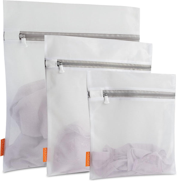 Polecasa Premium Soft Fine Mesh Laundry Bags with Sturdy Zipper for Delicates - 3 Pack Durable Laundry Room Essentials for College, Dorm, Travel- 1 Large, 1 Medium, 1 Small