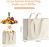 LINICE Reusable Grocery Bags Shopping Bags for Groceries Foldable Heavy Duty Canvas Tote Bag Washable Canvas Bag with Handles (3 Pack)