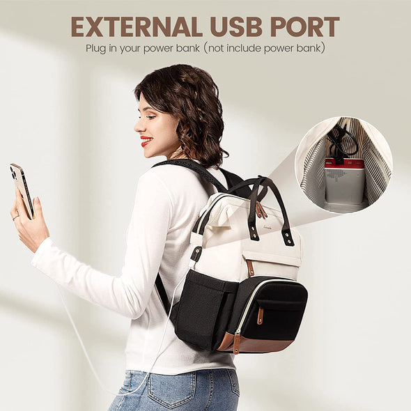 LOVEVOOK Laptop Backpack for Women, 17 Inch Work Business Backpacks Purse with USB Port, Large Capacity Nurse Bag College Bookbag for School, Waterproof Casual Daypack for Travel