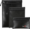 Fireproof Waterproof Money Document Bag - 3 Pack Safe Upgraded Zipper Bags, Fire & Water Resistant Storage Organizer Pouch for A4 A5 Documents Holder,File,Cash,Jewelry,Passport,Tablet,Laptop (Black)