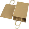 Bagmad 100 Pack 5.25X3.25X8 Inch Brown Small Paper Bags with Handles Bulk, Gift Paper Bags, Kraft Birthday Party Favors Grocery Retail Shopping Takeouts Business Craft Sacks (Plain Natural 100Pcs)