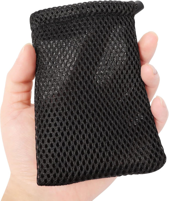 Uxcell Nylon Mesh Drawstring Bag, 5 X 3.5 Inch Small Storage Pouch String Bags for Mini Stuff MP3 Charger Earphone Key, 3Pcs Travel Kit Organizer for Lipstick Cosmetic Jewelry, Black
