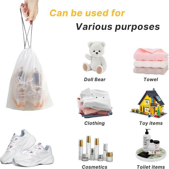 Hoewina Transparent Shoe Bags for Travel with Rope 8PCS Large Clear Shoe Bag Storage 11.8In X 15.7In Portable Travel Shoe Bags for Men and Women