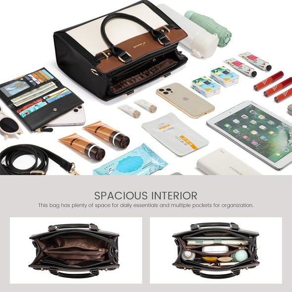 LOVEVOOK Purses and Handbags for Women, Tote Shoulder Bag Satchel Black Purse and PU Leather Top Handle for Ladies