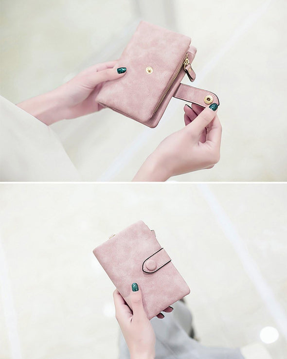 Wallets for Women Bifold Small Rfid Soft Leather Ladies Wallets Trifold Womens Wallets Billfolds Mini Wristlet Clutch Cute Zipper Coin Purse with Wrist Strap