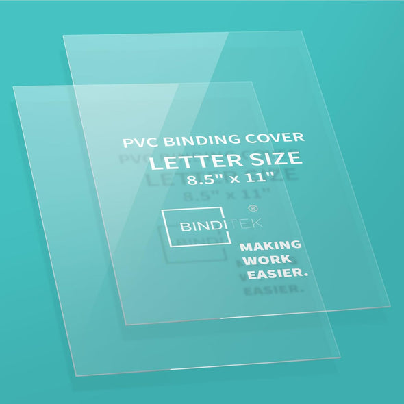 Binditek 100 Pack 8Mil PVC Clear Binding Presentation Covers, Letter Size, 8.5 X 11 Inches, Square Corners, Un-Punched, Office Supplies