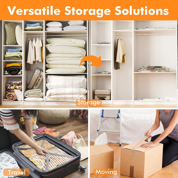 6 Large Vacuum Storage Bags,Plastic Packaging Bags,Space Saver Sealer Compression Bags for Blankets, Comforters, Pillows, Clothes Storage