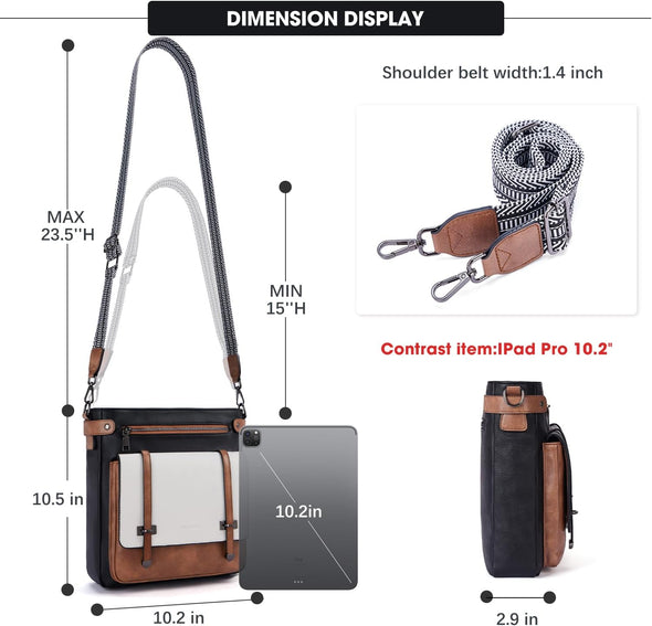 Crossbody Bags for Women,Multi Pocket Crossbody Purses Vegan Leather Shoulder Handbags Travel Purse Adjustable Strap