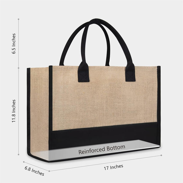 Topdesign Personalized Initial Jute/Canvas Beach Bag, Monogrammed Gift Tote Bag for Women