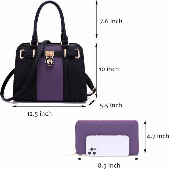 Handbags Sets for Women Shoulder Bags Top Handle Work Satchel Tote Purses Set with Matching Wallet 2Pcs