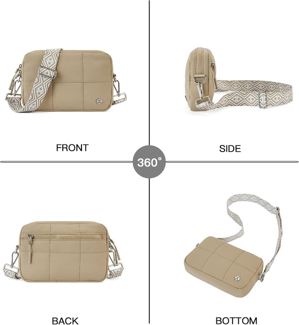 Telena Crossbody Bags for Women Cross Body Purse with Guitar Strap Lightweight Puffer Shoulder Bag for Travel