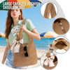 Straw Beach Bag for Women - Handmade Raffia Woven Tote Handbag, Summer Mesh Beach Purse for Vacation Holiday Gift 2025