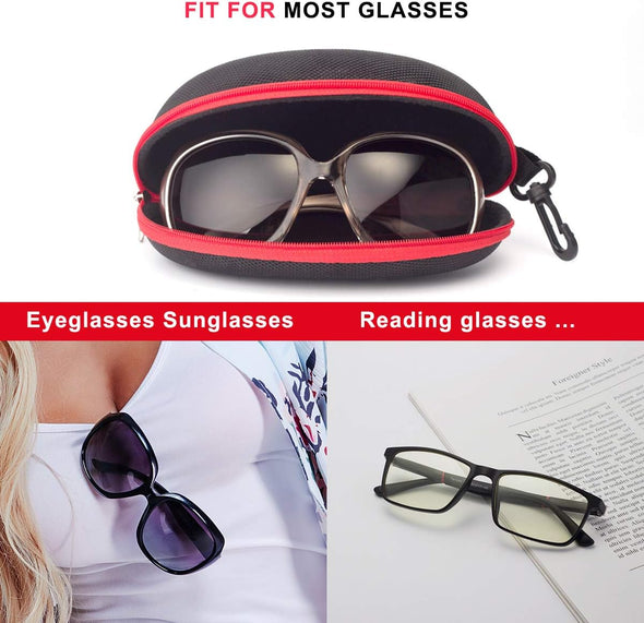Raylove 3 Pack Sunglasses Case Portable Travel Zipper Eyeglasses Case Hook