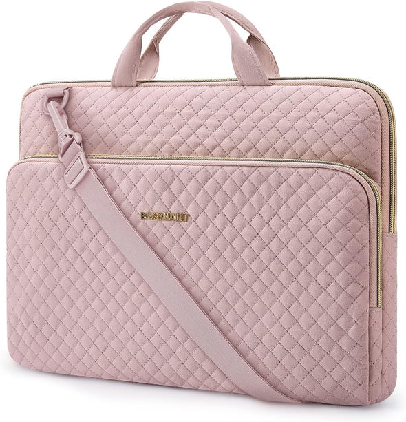 BAGSMART Protective Sleeve Case Compatible with Macbook Pro 16 Inch,15.6 Inch, Hp,Dell,Acer Aspire,Asus Notebook,Laptop with Shoulder Strap,Pocket,Handle,Pink