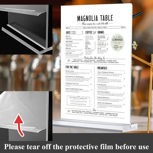 Arrobust 8.5 X 11 Acrylic Sign Holder Clear Display Table Signs Stand, Double Sided T Shape Flyer Holder Plastic for Picture Paper Frame Holder Home Office Menu Retail Show Fair, 6 Pack