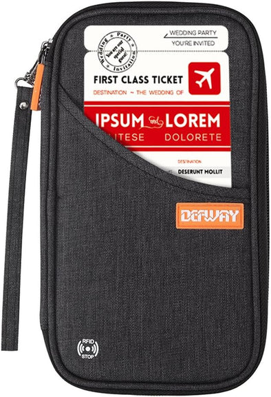 Defway Passport Holder Travel Wallet - Family Passport Holder of 4, RFID Blocking Passport Wallet for Men Women, Travel Essentials for Flying, BLACK