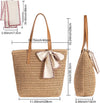 Large Straw Beach Bag: Women'S Handwoven Tote with Zipper Pocket - 2025 Lightweight Summer Purse for Travel & Work