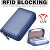 Easyoulife Genuine Leather Credit Card Holder Zipper Wallet with 26 Card Slots
