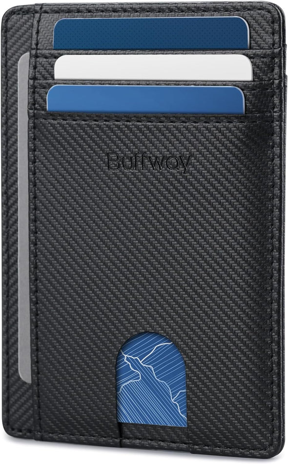 Buffway Slim Minimalist Front Pocket RFID Blocking Leather Wallets for Men and Women