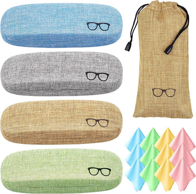Ouskr 17 Pcs Eyeglass Case Hard Shell Set, Unisex Hard Glasses Case, Large Eyeglasses Cases for Men Women
