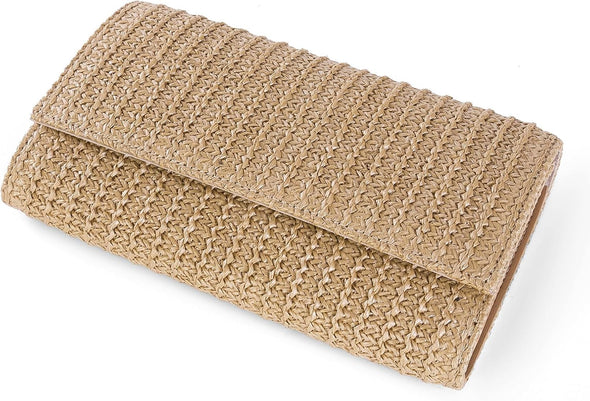 Kseymeir Straw Clutch Purse Shoulder Crossbody Bag Envelope Purse Raffia Handbag for Summer Beach Travel Trendy
