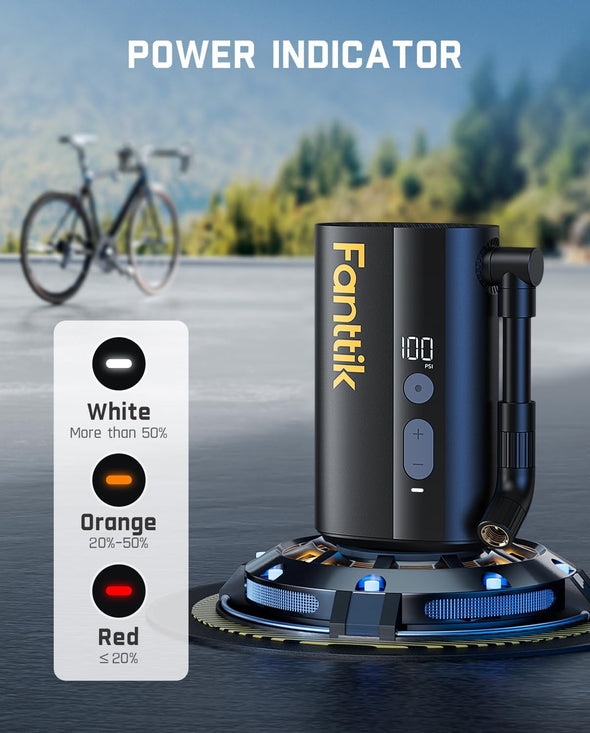 Fanttik X9 Ace Mini Bike Pump, 32S Fast Inflate Bike Pump with Gauge, 150PSI Electric Air Pump with Presta and Schrader Valve, Suitable for Mountain Bike, Road Bike, Electric Bike