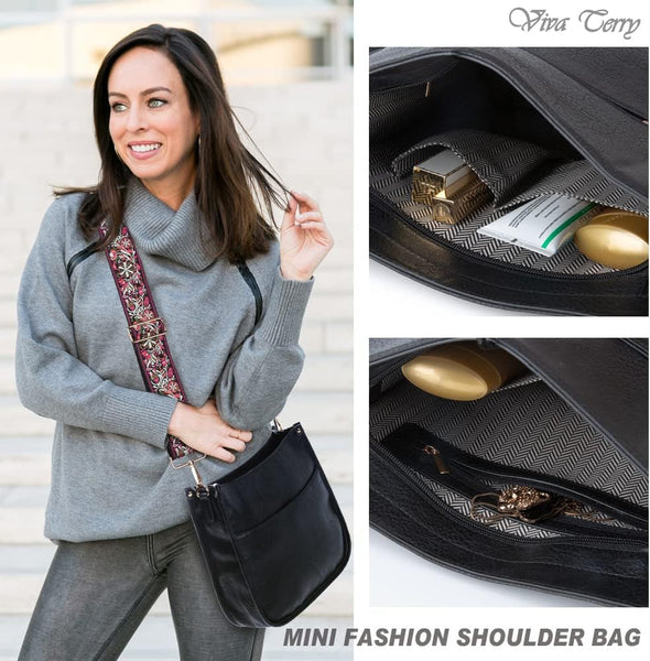 Viva Terry Vegan Leather Crossbody Fashion Shoulder Bag Purse with Adjustable Strap