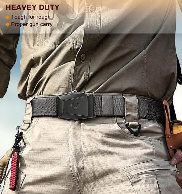BULLIANT Men Belt 2 Pack,Nylon Web Holster Belt Stretch for Gift Men Outdoor Work Sports Hunting Hiking,Quick Release