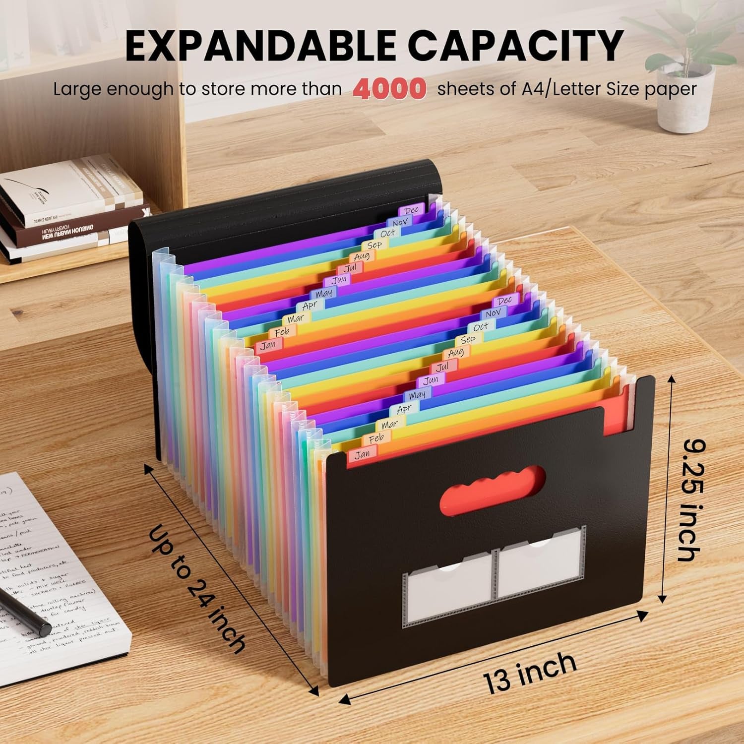 Box File Separation Label Sooez 24 Pockets Expanding File Folder with Blank Labels, According Fi ...