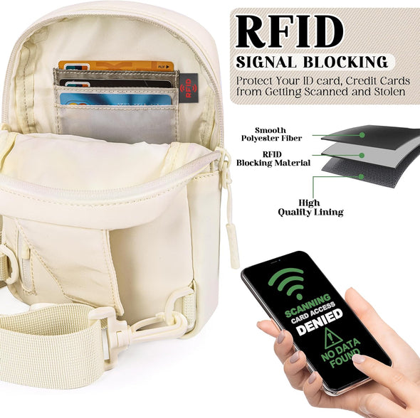 Small RFID Crossbody Bags for Women, anti Theft Travel Small Sling Bag RFID Blocking Chest Bag