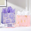 YANGTE 2 Pack 13" Large Beautiful Gift Bags Set with Greeting Card and Tissue Paper, Reusable Non-Woven Gift Wrap Bags with Handle for Presents of Any Birthday, Weddings, Mothers Day & Special Moments