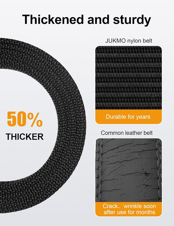 JUKMO Ratchet Golf Belt for Men, Nylon Web Tactical Belt with Automatic Slide Buckle