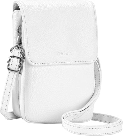 Befen Genuine Leather Small Crossbody Bags for Women, Cell Phone Cross Body Purse Bag with RFID Blocking Card Slots