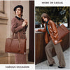 LOVEVOOK Laptop Bag for Women Vintage Leather Laptop Tote 15.6 Inch Large Capacity Computer Bag with Clutch Purse for Work
