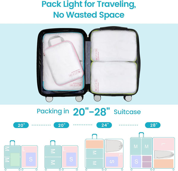 Cambond Compression Packing Cubes for Travel Women - Travel Bags Luggage Organizers Travel Essentials Compression Cubes for Travel Carry on Suitcases