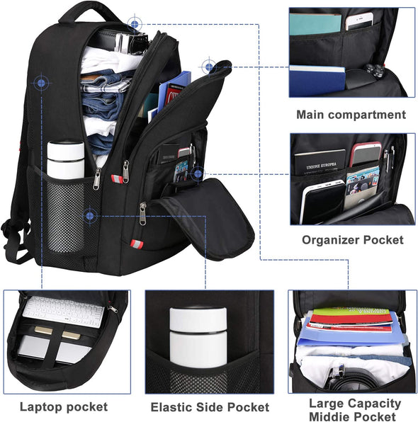 Della Gao Laptop Backpack for Men, Large Anti-Theft Business Travel Backpack with USB Charging Port, Water Resistant College School Computer Bag for Men/Women for 17 Inch Laptop and Notebook