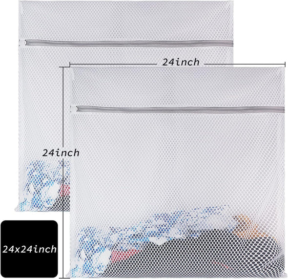 2 Xx-Large Honeycomb Mesh Laundry Bag Delicates Durable for Washing Machine,24 X 24 Inches Lingerie Bags for Laundry, Travel Storage Organize Bag for Cotton Clothes,Sheet,Sweater, Shoes